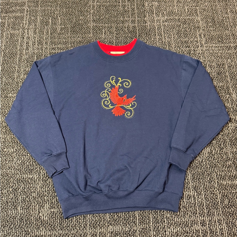 M&C Sportswear Women Medium Navy Blue Red Crewneck Sweatshirt Cardinal